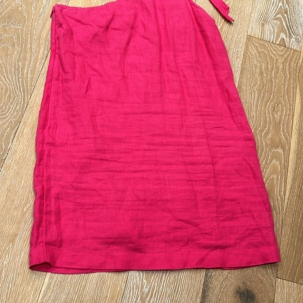 J.Crew Linen One Shoulder Hot Pink Dress